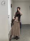 SWAYING/KNIT velvet vest SW23AW1T13 coffee